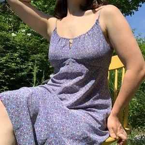 VTG 90s Blue Dainty Floral Cottage Summer Dress S